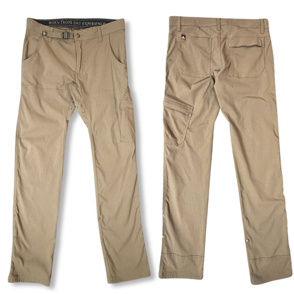 prAna Zion Stretch Pants Straight Fit Outdoor Hiking Gorpcore Mens 32x34 Mud Tan - Picture 1 of 5